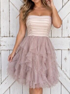 Teeze Me Strapless Tiered Tulle Ruffle Dress Size 5 Hoco Homecoming Balletcore